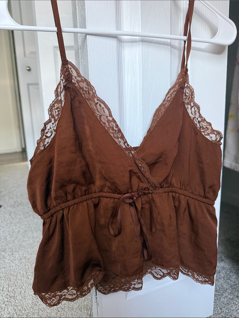 American Eagle Outfitters Brown Lace Trim Tank Top